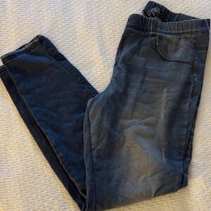 HUE Dark Blue Faded/Distressed Leggings